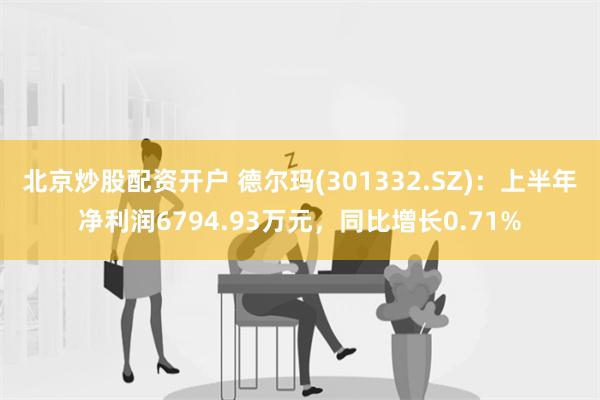 北京炒股配资开户 德尔玛(301332.SZ)：上半年净利润6794.93万元，同比增长0.71%