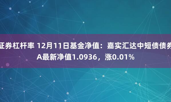 证券杠杆率 12月11日基金净值：嘉实汇达中短债债券A最新净值1.0936，涨0.01%