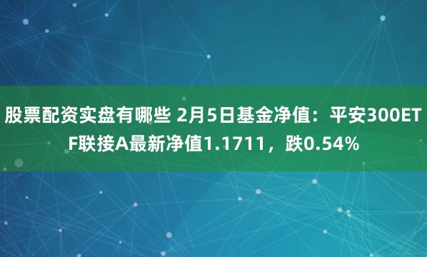 股票配资实盘有哪些 2月5日基金净值：平安300ETF联接A最新净值1.1711，跌0.54%