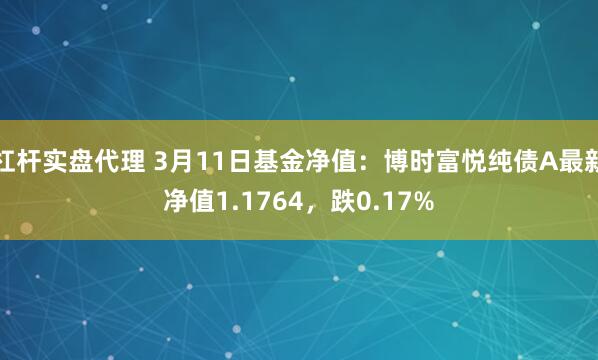 杠杆实盘代理 3月11日基金净值：博时富悦纯债A最新净值1.1764，跌0.17%